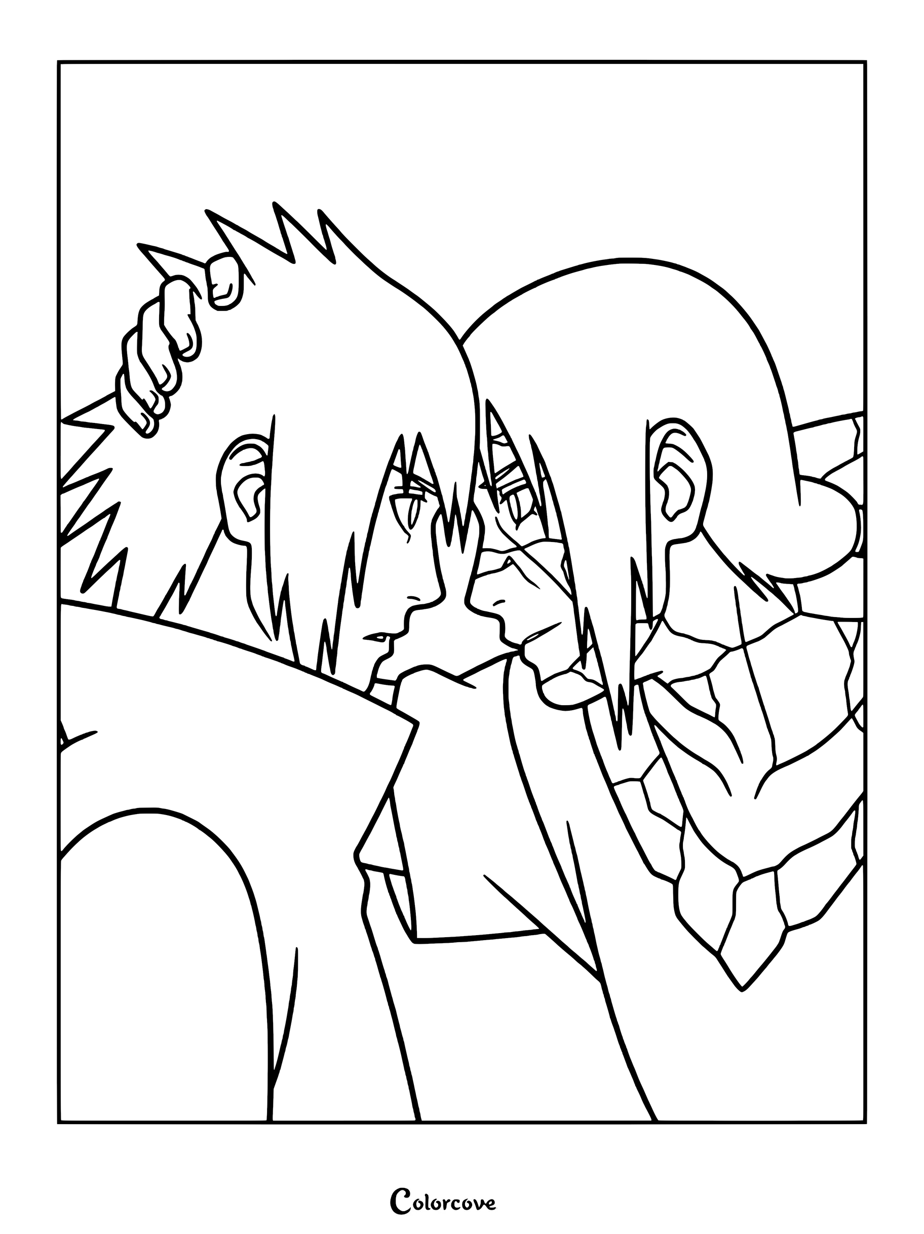 Coloriage d'Itachi faisant ses adieux à Sasuke Uchiwa