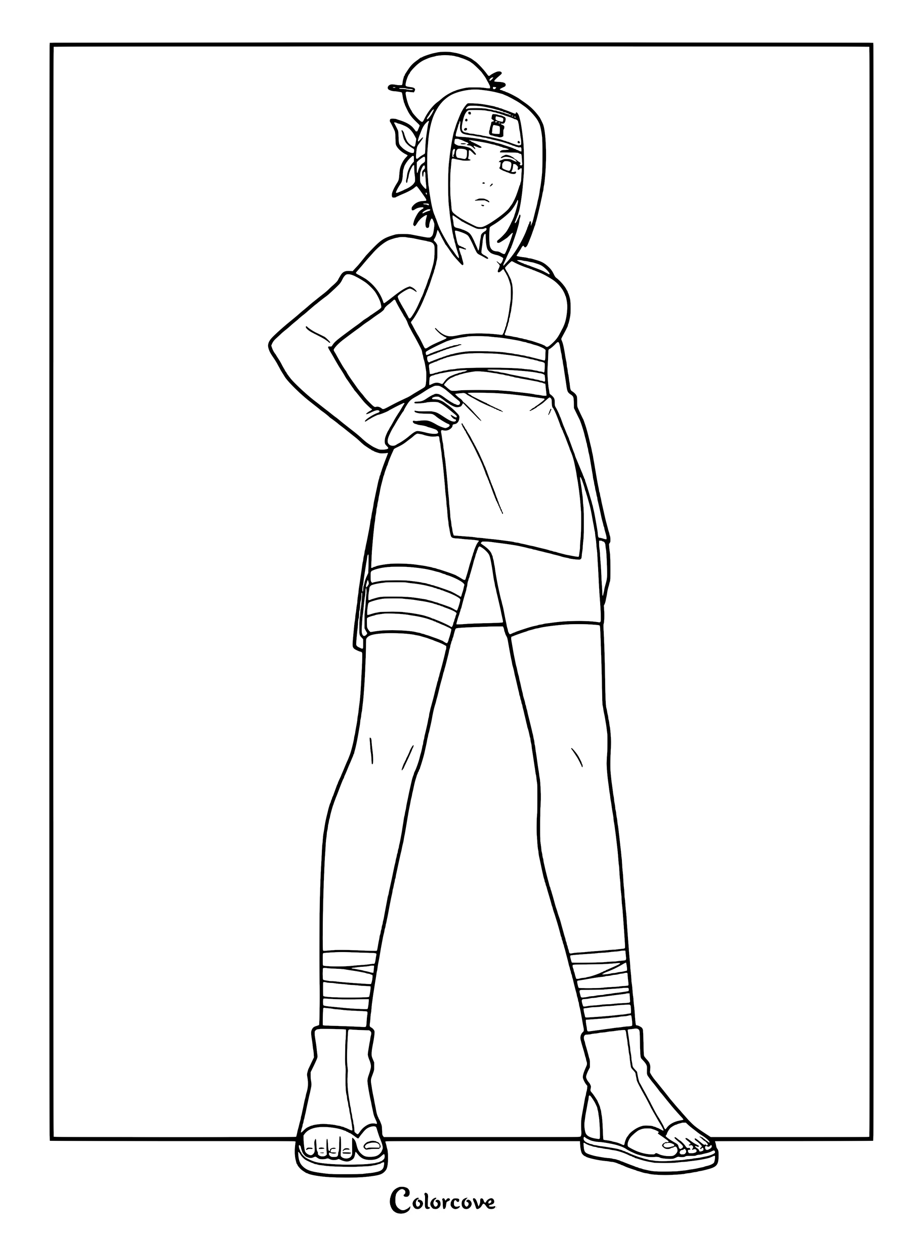Coloriage de Pakura du Village Caché du Sable de la série Naruto