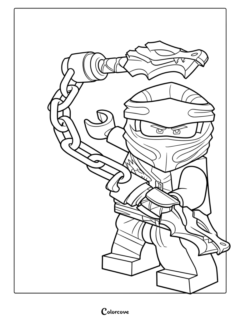 Dibujo para colorear de Jay, el Maestro del Rayo azul de la serie Ninjago.