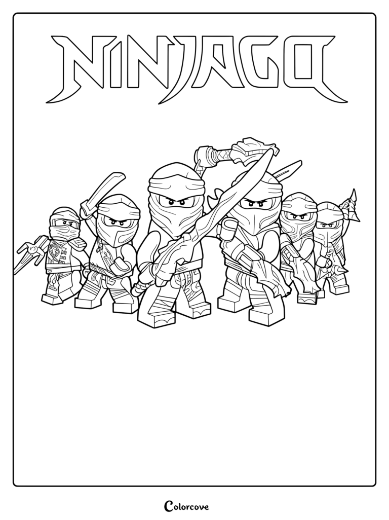 Lloyd Garmadon and ninja minifigures pose in action beneath the logo.
