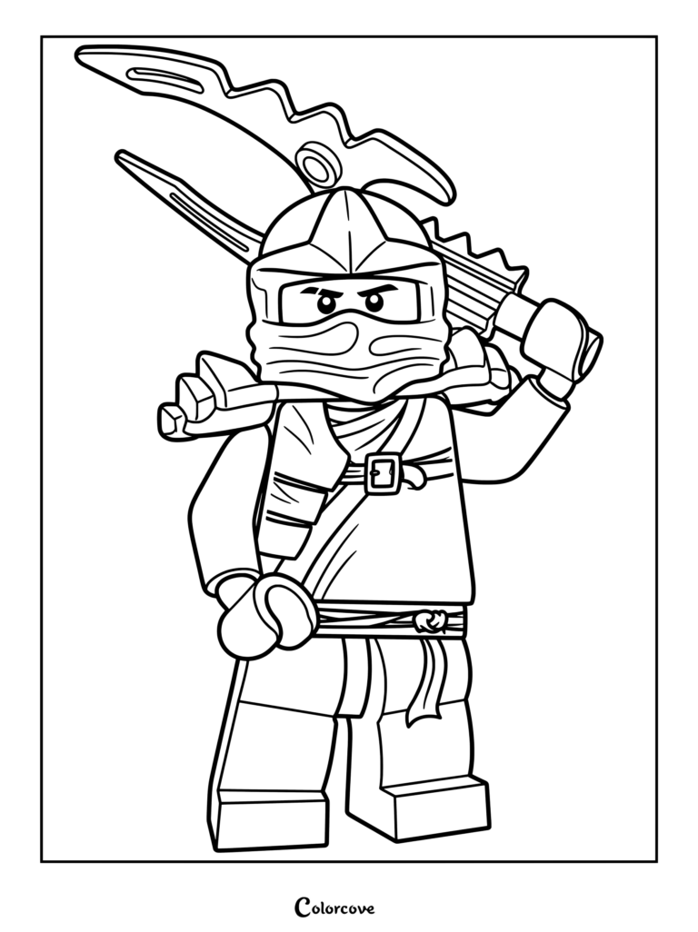 Dibujo para colorear de la minifigura de Jay ZX de la era de Ninjago: El Despertar de las Serpientes
