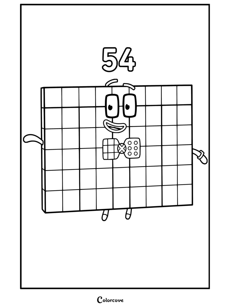 Coloriage de Cinquante-quatre de Numberblocks composé de cinquante-quatre blocs unités.