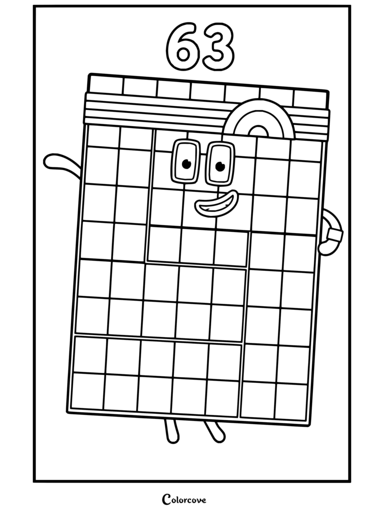 Coloriage du personnage Soixante-trois de Numberblocks
