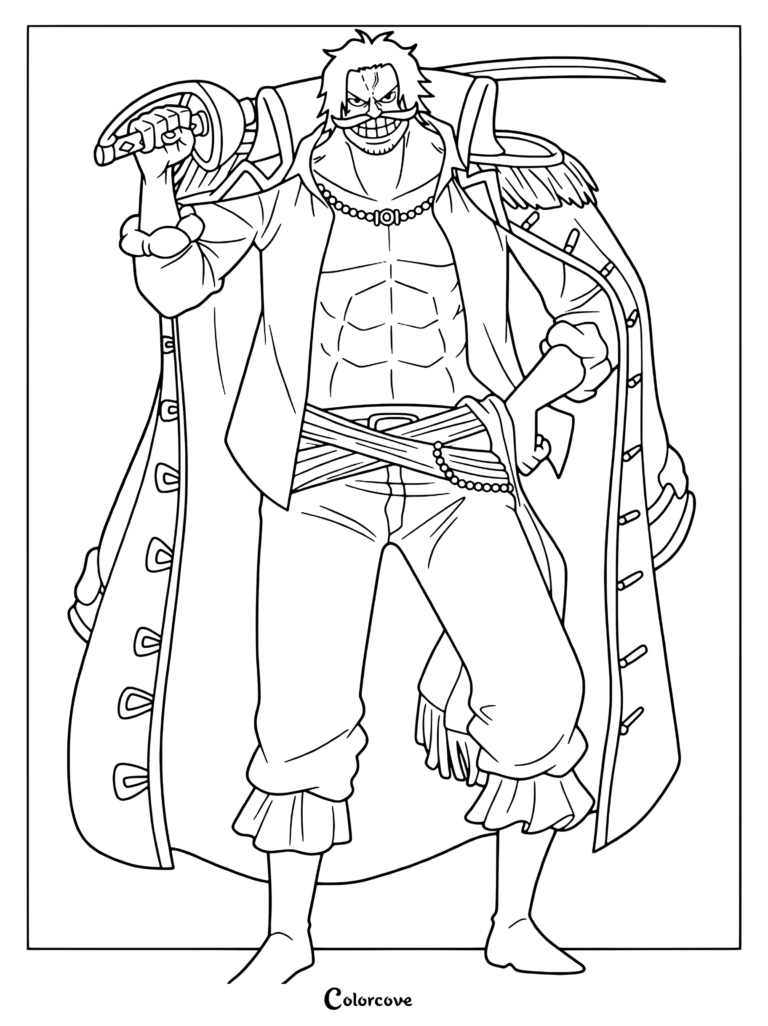 Gol D Roger coloring page standing with his sword