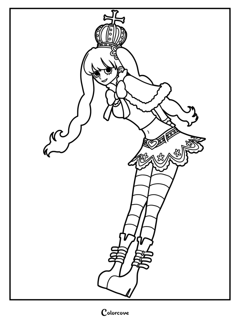 Perona the Ghost Princess using her Horo Horo no Mi Devil Fruit powers to conjure ghosts in this printable coloring page