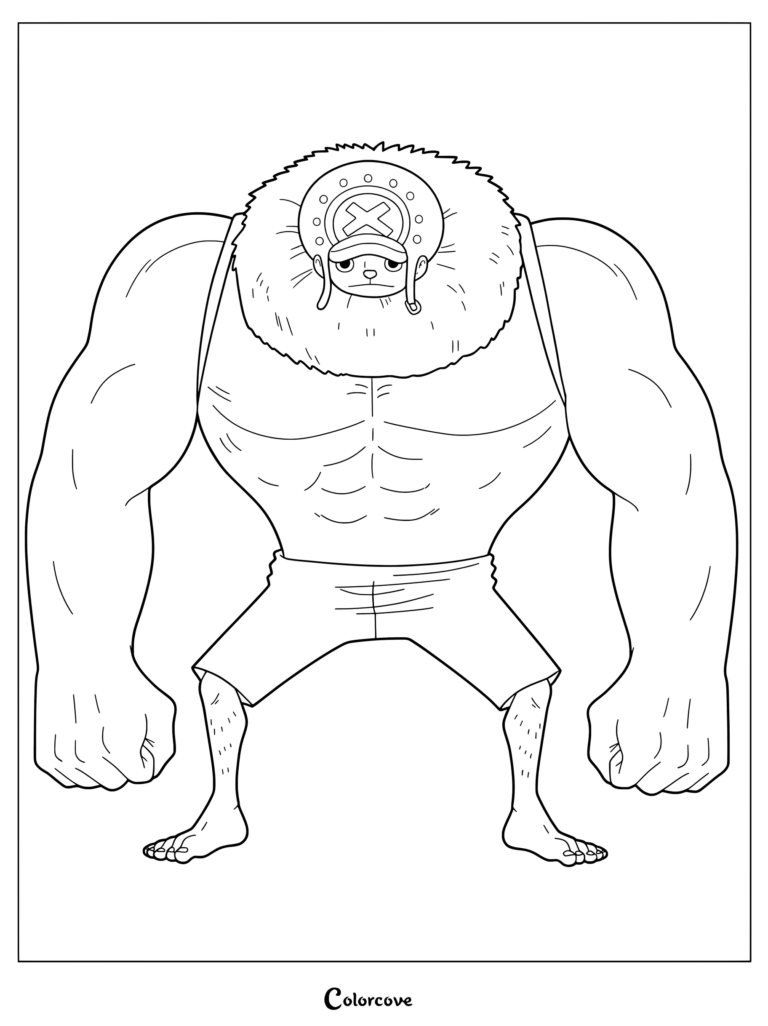 Tony Tony Chopper from One Piece in his post timeskip Heavy Point transformation coloring page