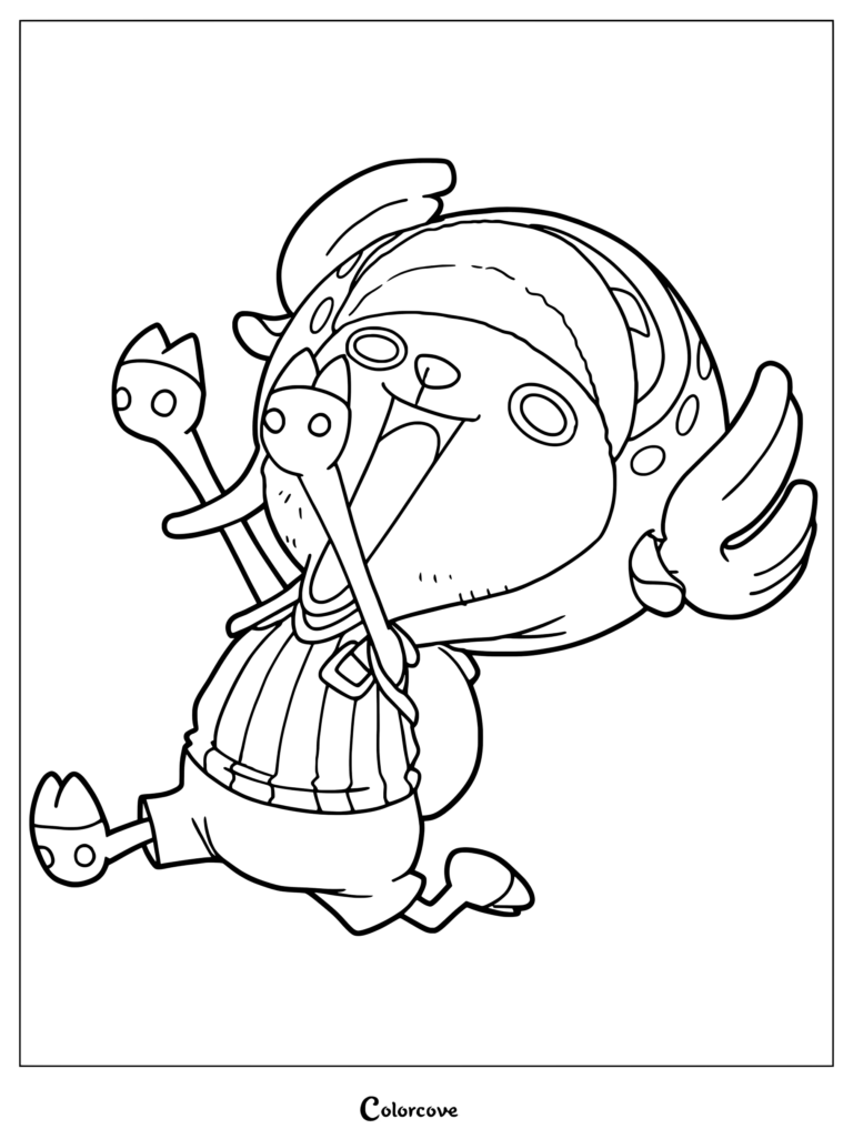Tony Tony Chopper jumping with joy coloring page
