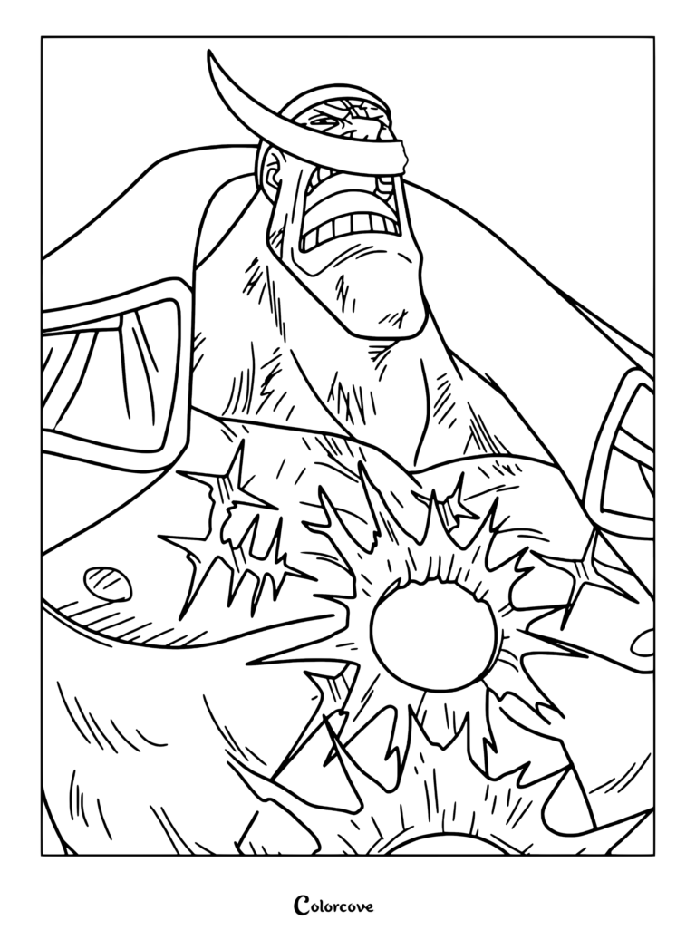 Printable coloring page of Whitebeard delivering his iconic declaration that The One Piece is real!