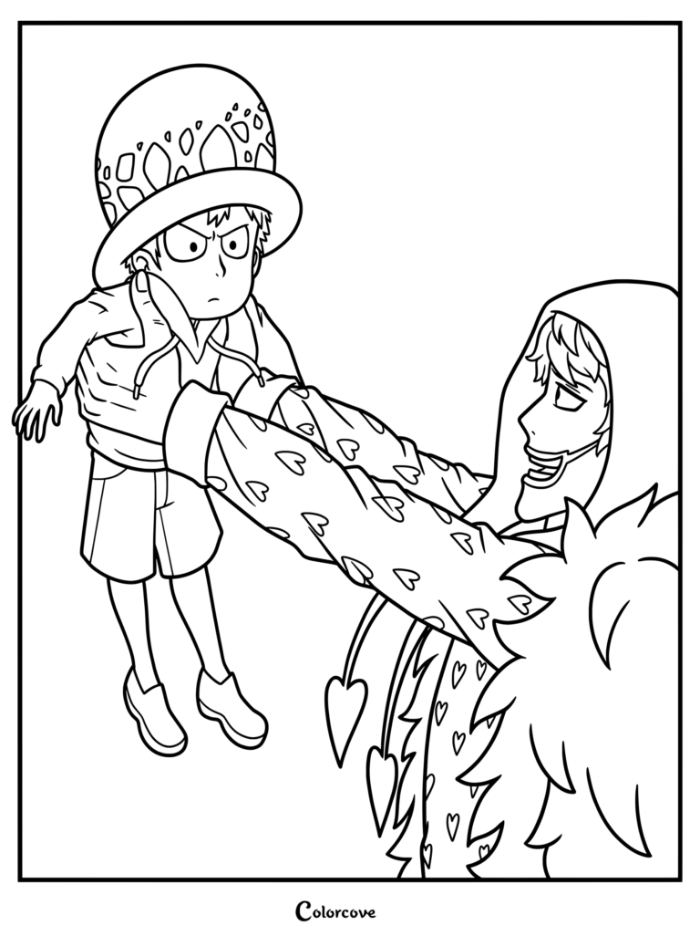 Corazon and young Trafalgar Law from the anime series One Piece coloring page