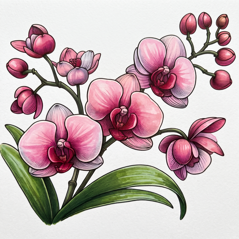 35 Coloriages d'Orchidées : Art Botanique