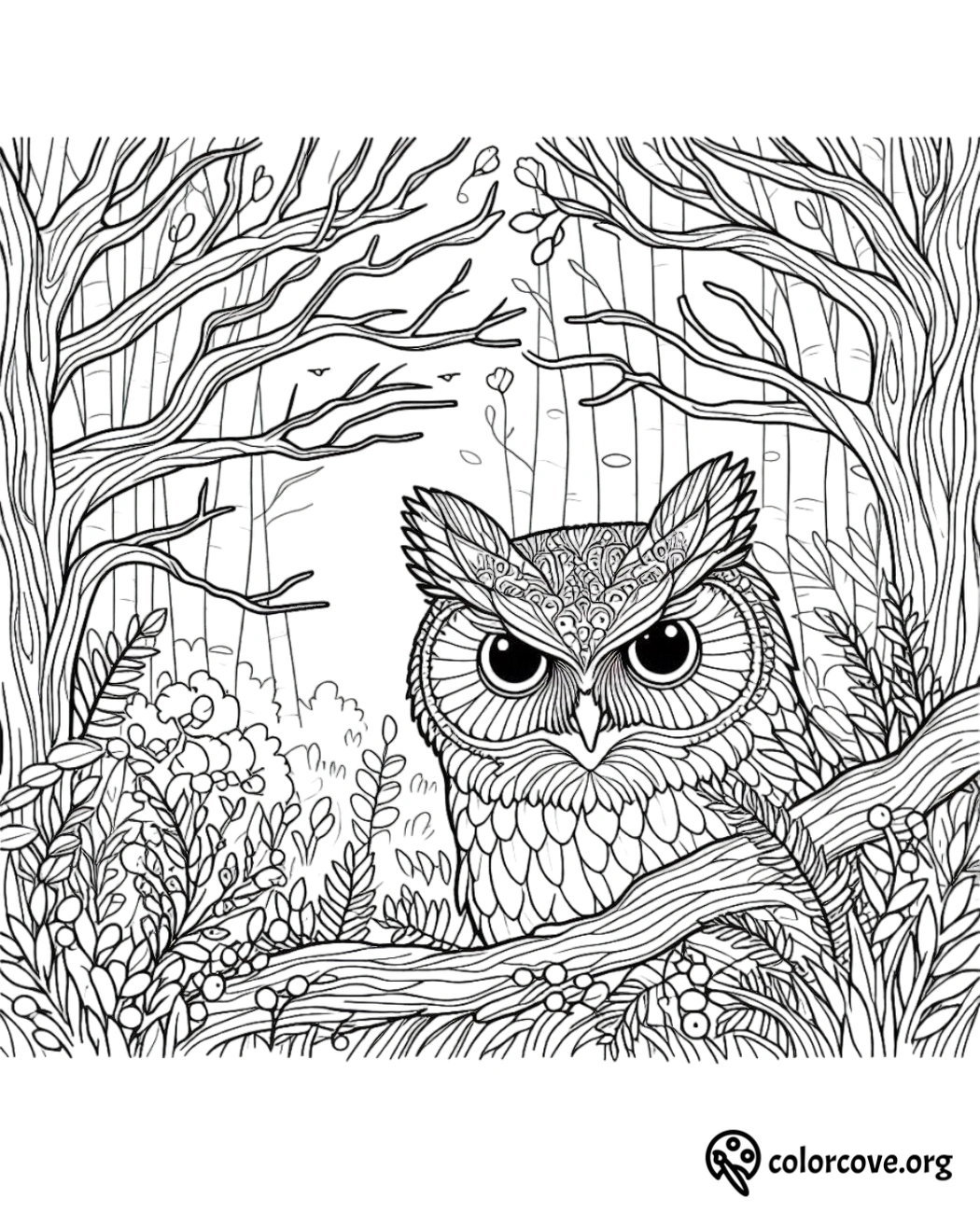 a coloring page of an owl