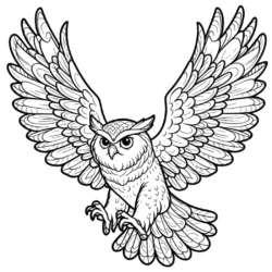 a black and white drawing of an owl