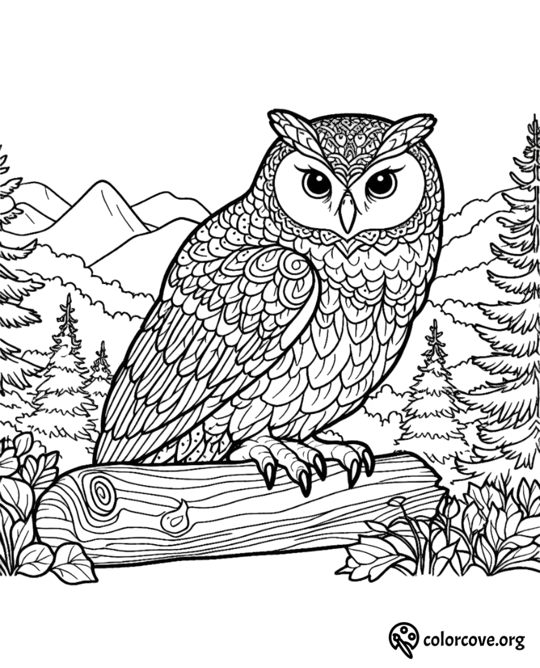 a coloring page of an owl