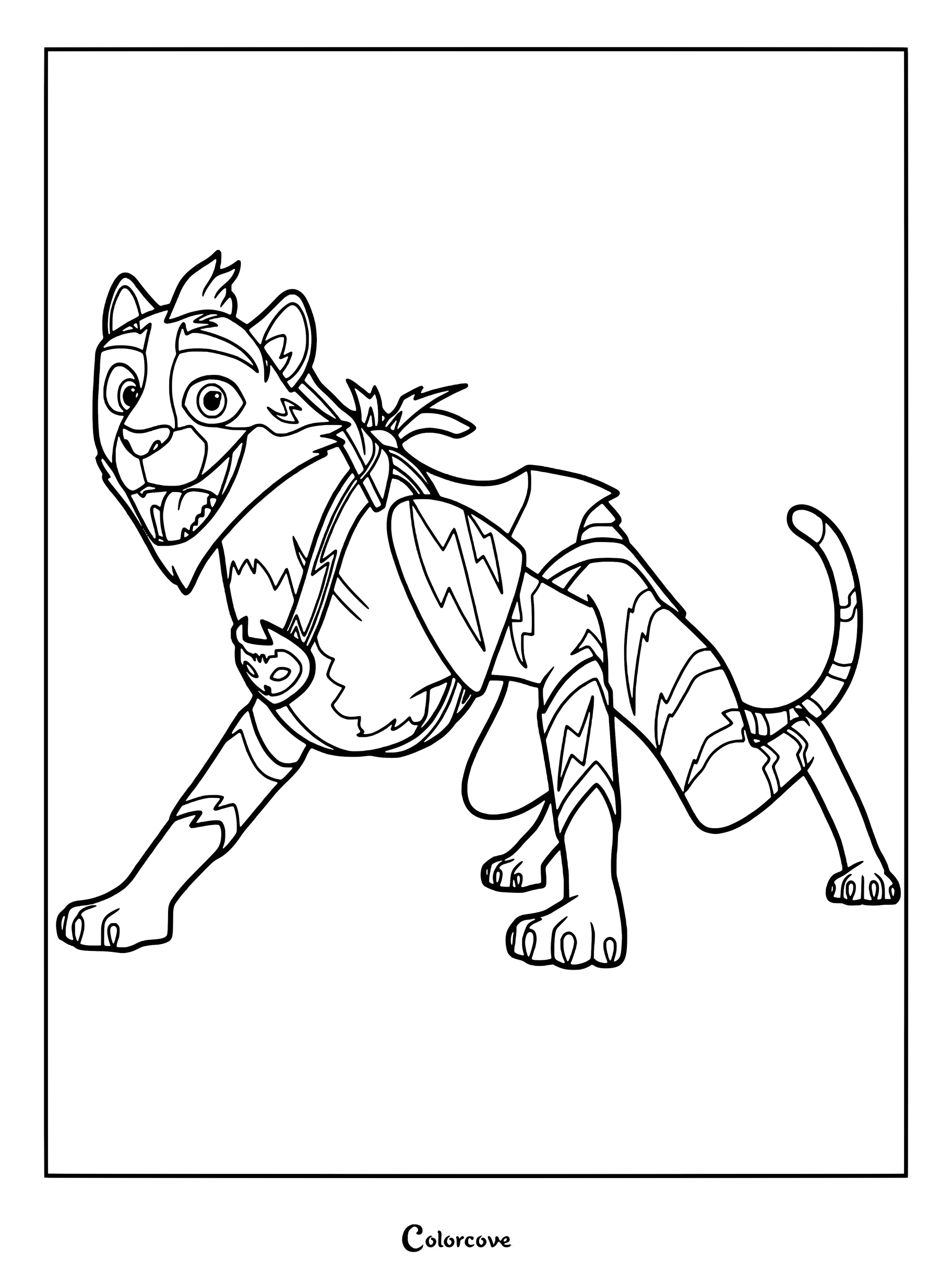Dibujo para colorear del Rey Rayado, el héroe felino de PJ Masks