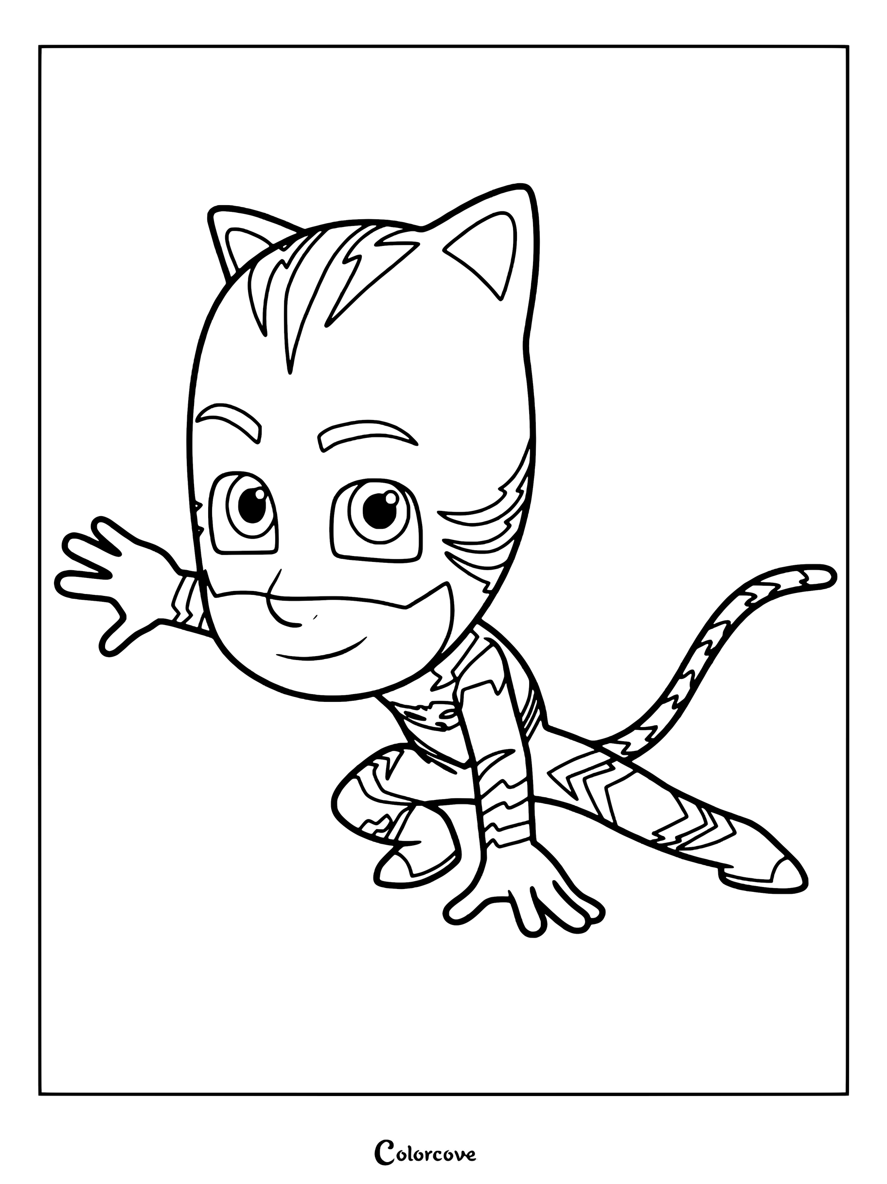 Dibujo para colorear de Gatuno, el líder del equipo de superhéroes de la serie animada PJ Masks