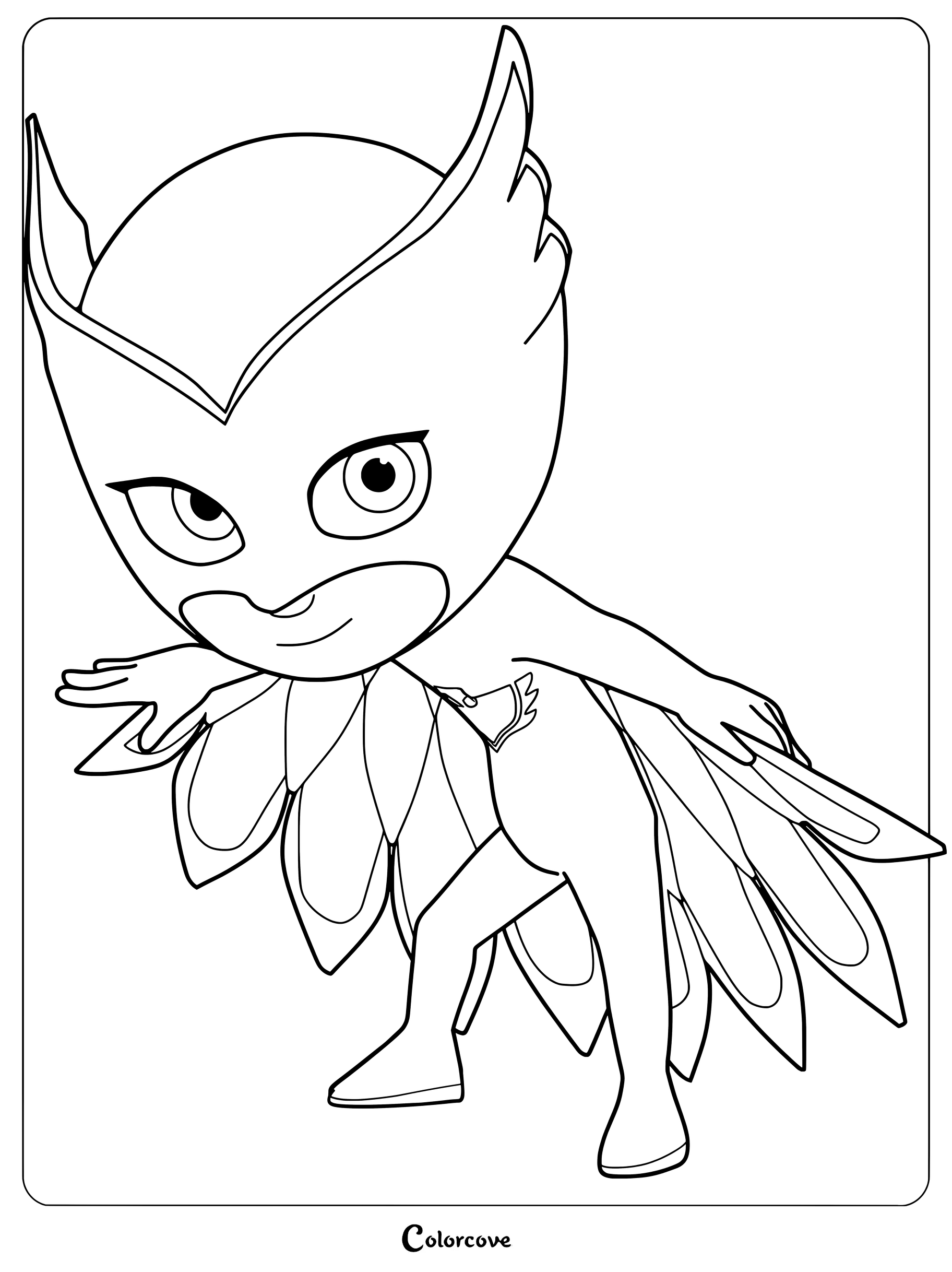 Dibujo para colorear de Buhíta de la serie animada de televisión PJ Masks