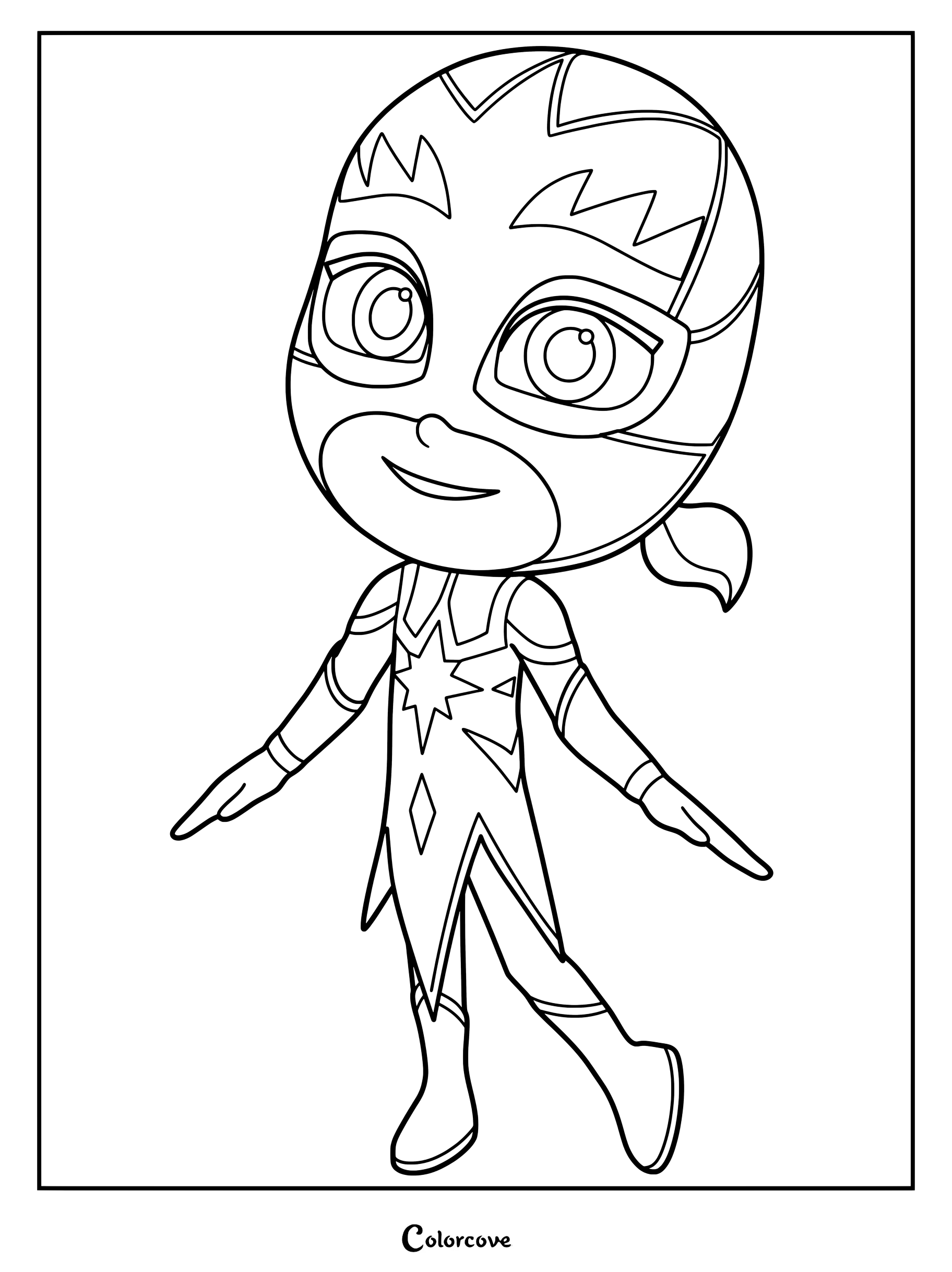 Dibujo para colorear de Lilyfay de PJ Masks con su traje característico