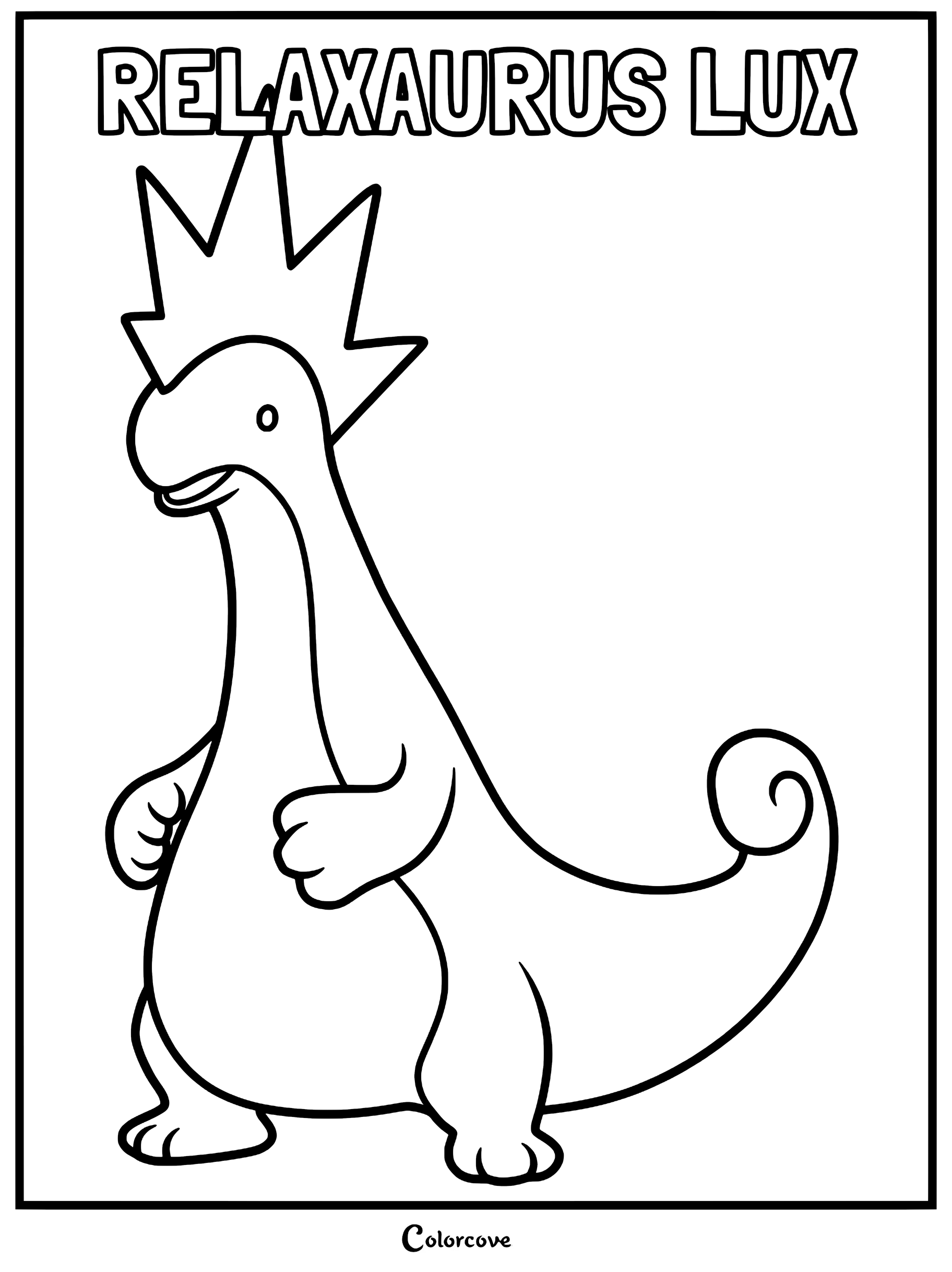 A printable coloring page featuring the Palworld character Relaxaurus Lux with its signature spiky head crest and curled tail.