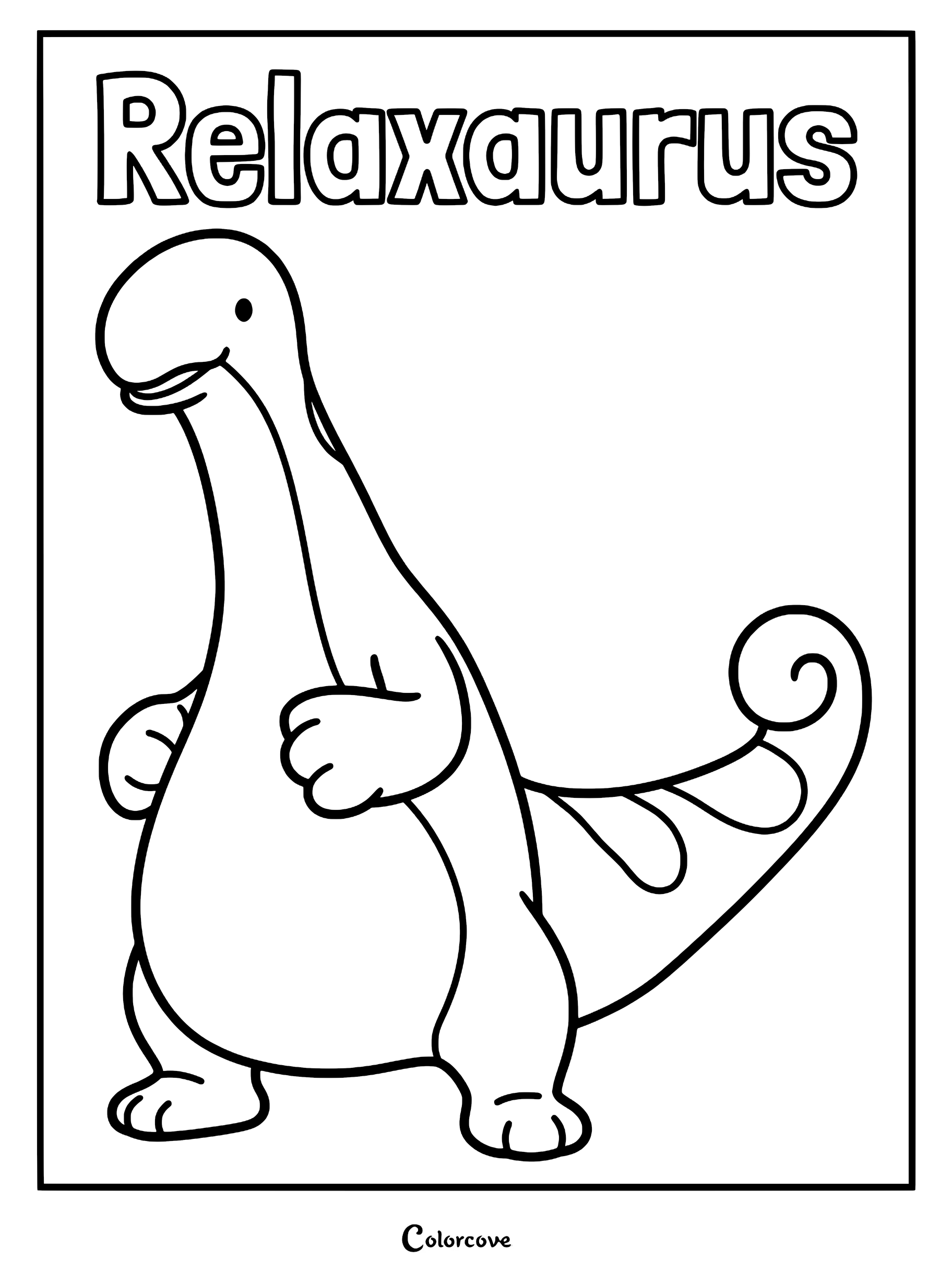 A printable Relaxaurus coloring page featuring the friendly dinosaur-like Pal with a long neck and curled tail.