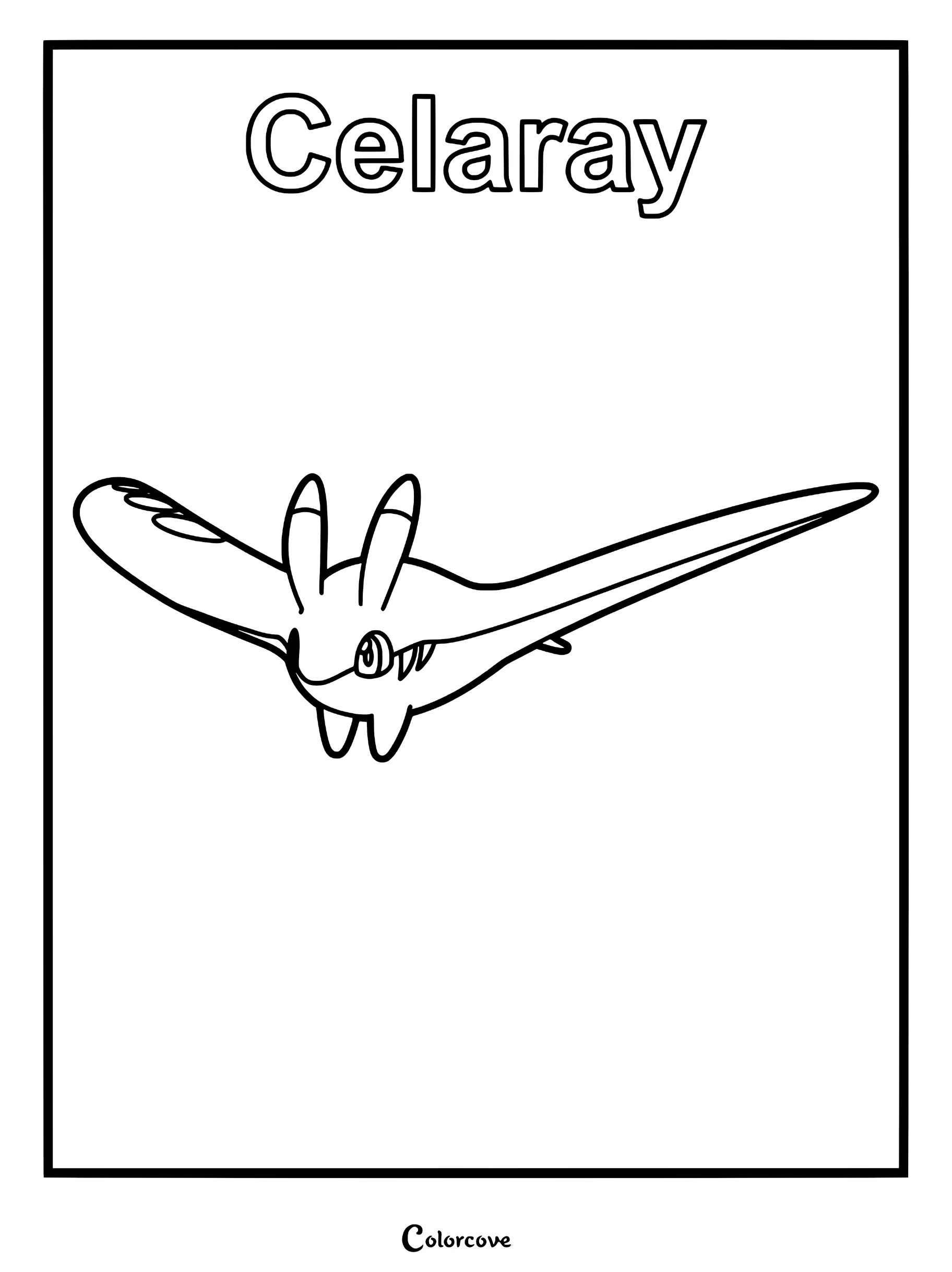 Printable Celaray coloring page featuring the manta ray-like Pal with its signature long wings and antennae.