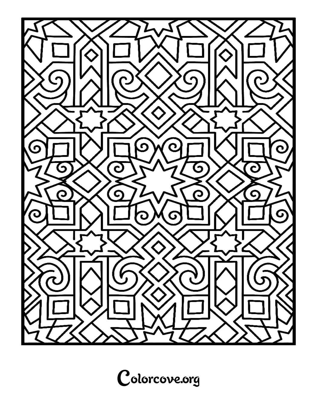 Unwind and get creative with this beautiful geometric pattern coloring page. Perfect for mindfulness, this printable design is ready to color in seconds.