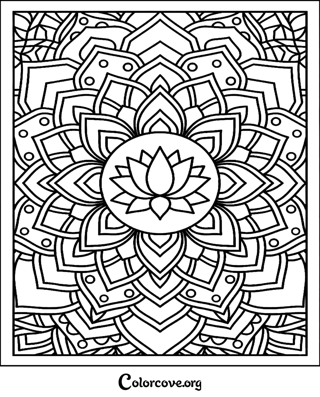 Unwind with this intricate lotus flower mandala pattern coloring page. Perfect for mindfulness and stress relief, this design is ready to print in seconds.