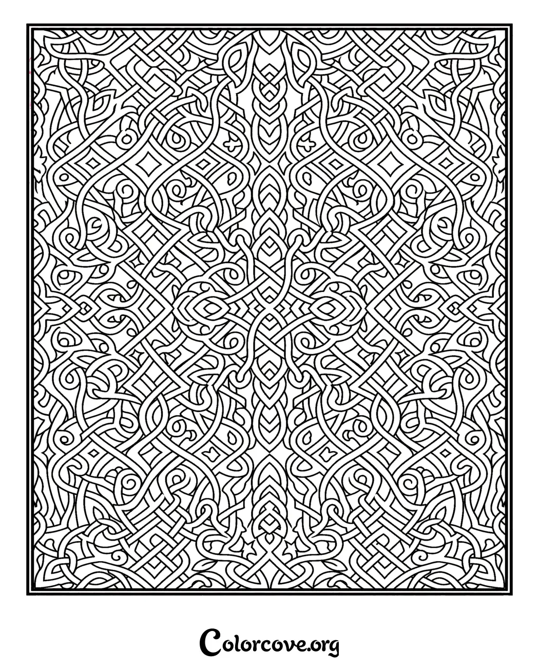 Unwind with this beautiful and intricate Celtic knot pattern coloring page, perfect for detailed coloring enthusiasts. Download and print this mesmerizing abstract design for free in seconds.