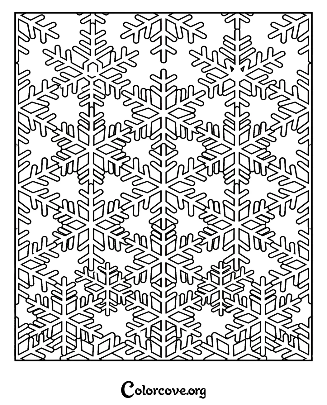 Escape into a winter wonderland with this beautiful snowflake pattern coloring page. Download and print this relaxing geometric design in seconds for a perfect seasonal art activity.