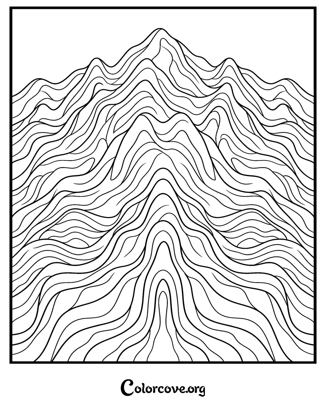 Unwind with this beautiful mountain pattern coloring page. Download and print this intricate design instantly to enjoy a creative and meditative coloring experience.