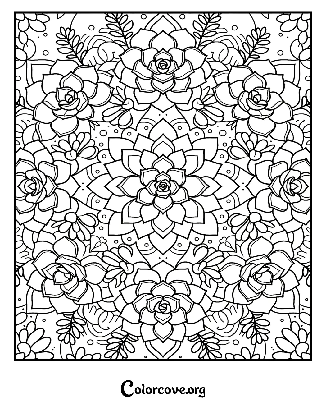 Unwind with this beautiful succulent-inspired pattern coloring page. Perfect for stress relief and creative expression, this design is available for free and can be printed in seconds.