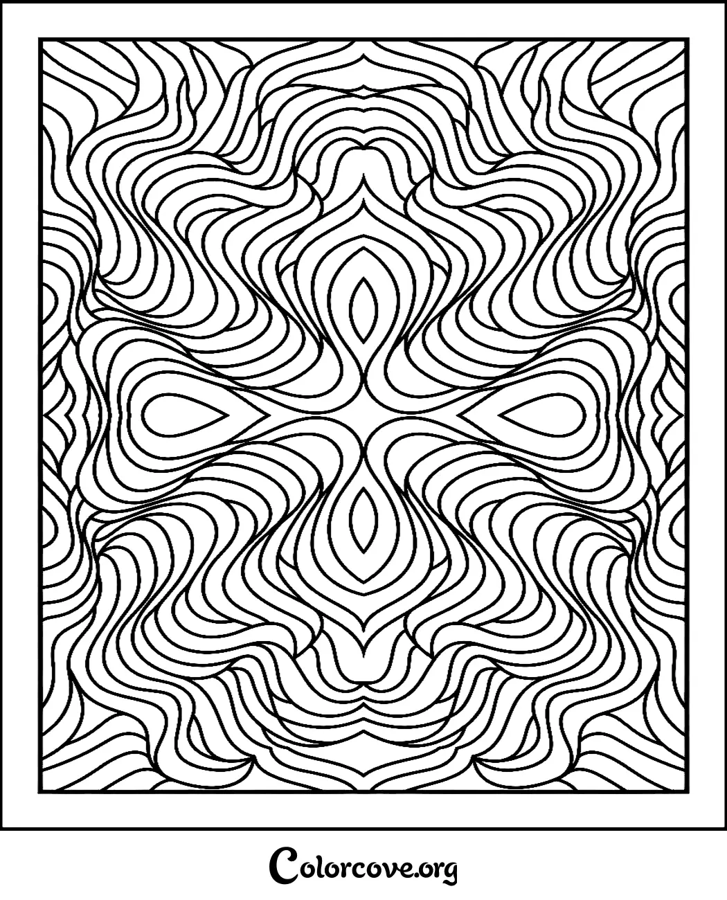 Unwind with this mesmerizing abstract wavy pattern coloring page. Download and print this intricate design in seconds for a relaxing creative session.