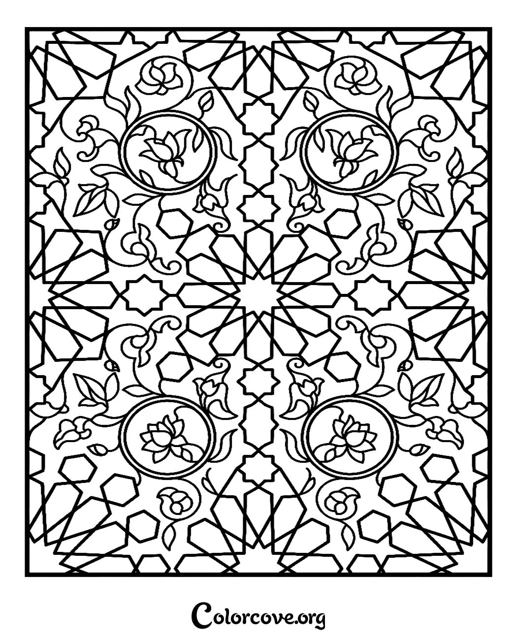 Unwind with this beautiful, intricate floral pattern coloring page. Download and print this detailed design in seconds for a relaxing and creative coloring experience.