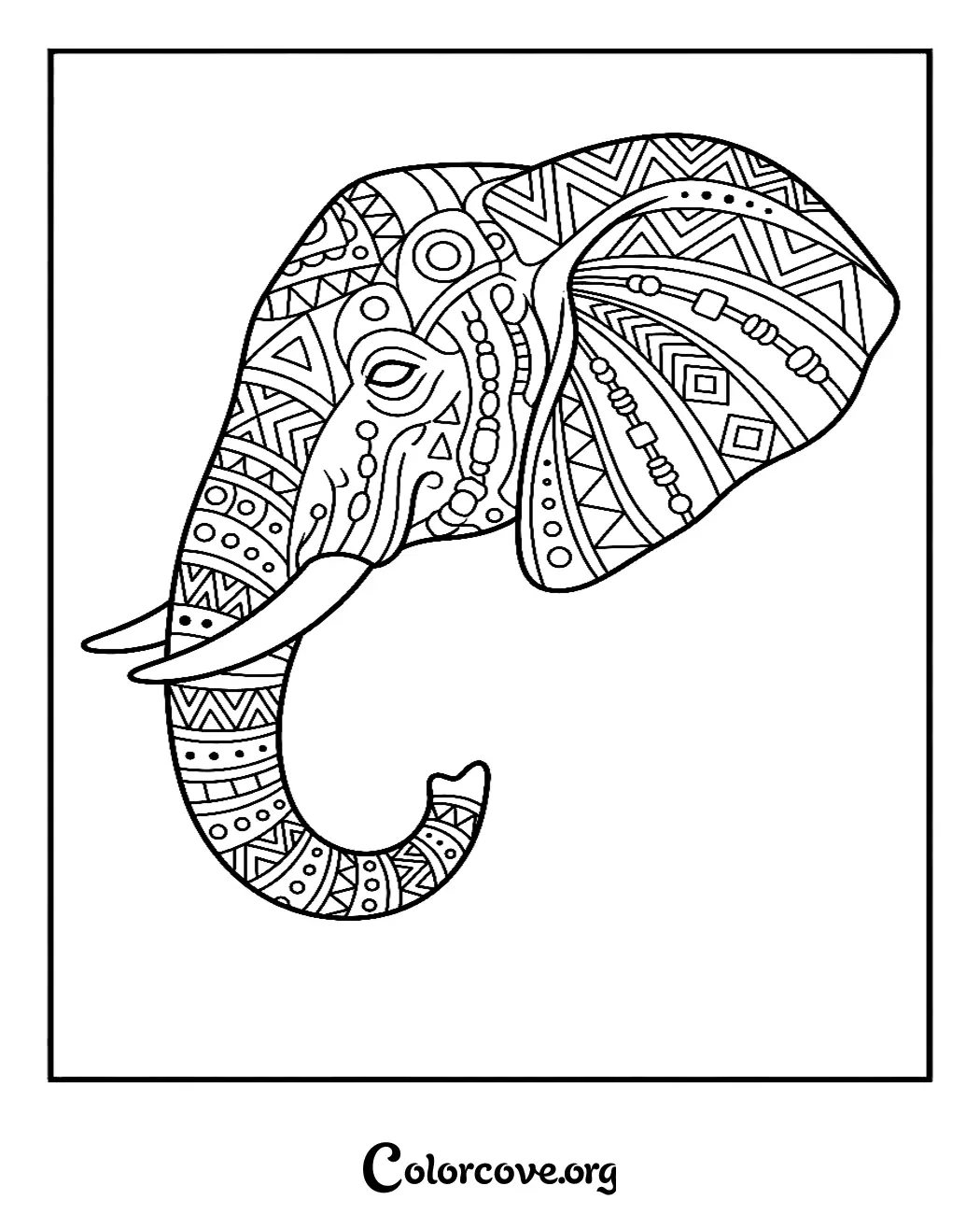 Unwind with this beautiful elephant pattern coloring page, perfect for mindfulness and creative expression. Download and print this intricate design in seconds for an instant artistic escape.