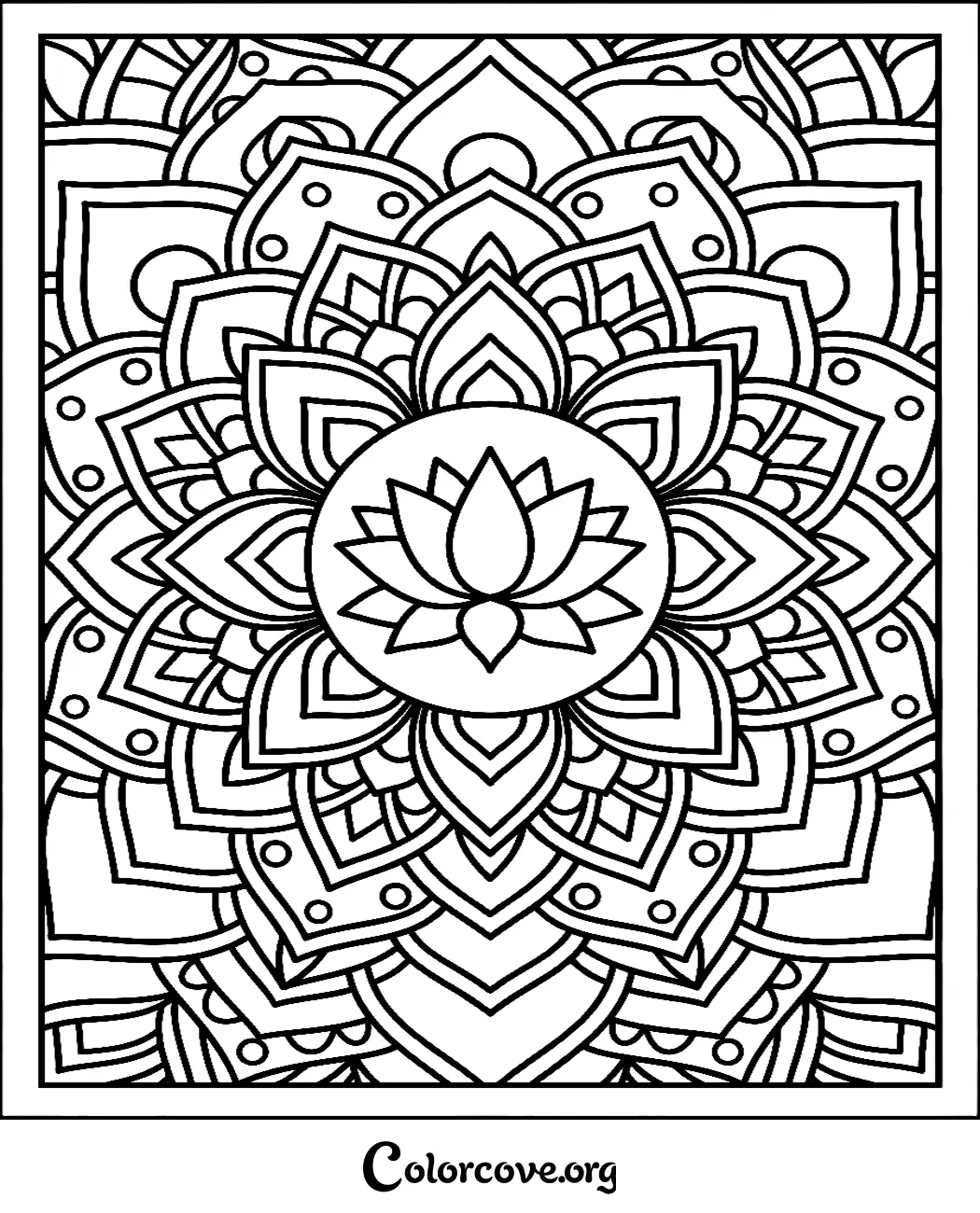 Unwind with this beautiful lotus flower mandala pattern coloring page. Download and print this intricate design instantly to enjoy a relaxing and mindful coloring experience.