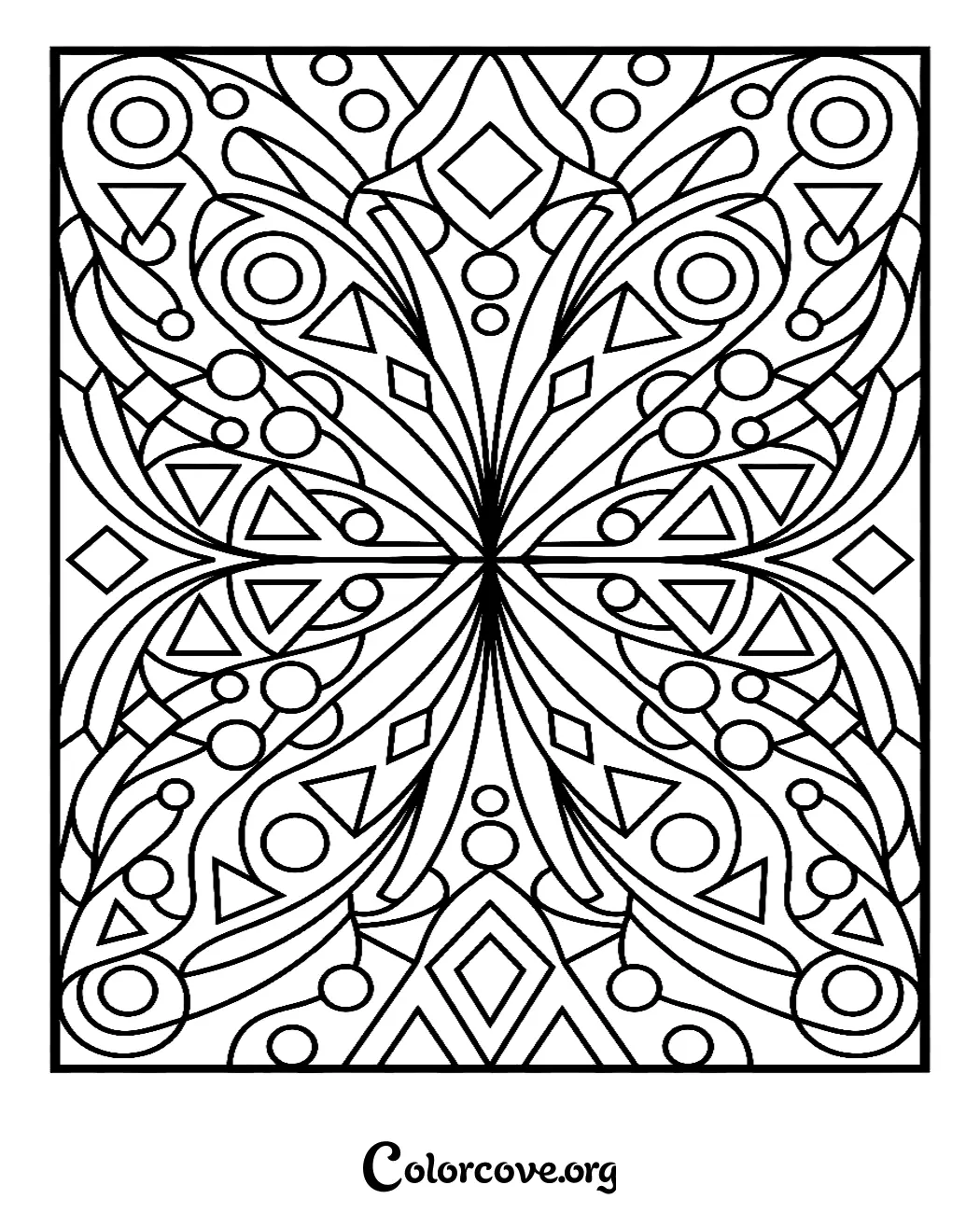 Unwind with this beautiful, intricate geometric pattern coloring page. Perfect for both kids and adults looking to explore their creativity through mindful, stress-relieving art.