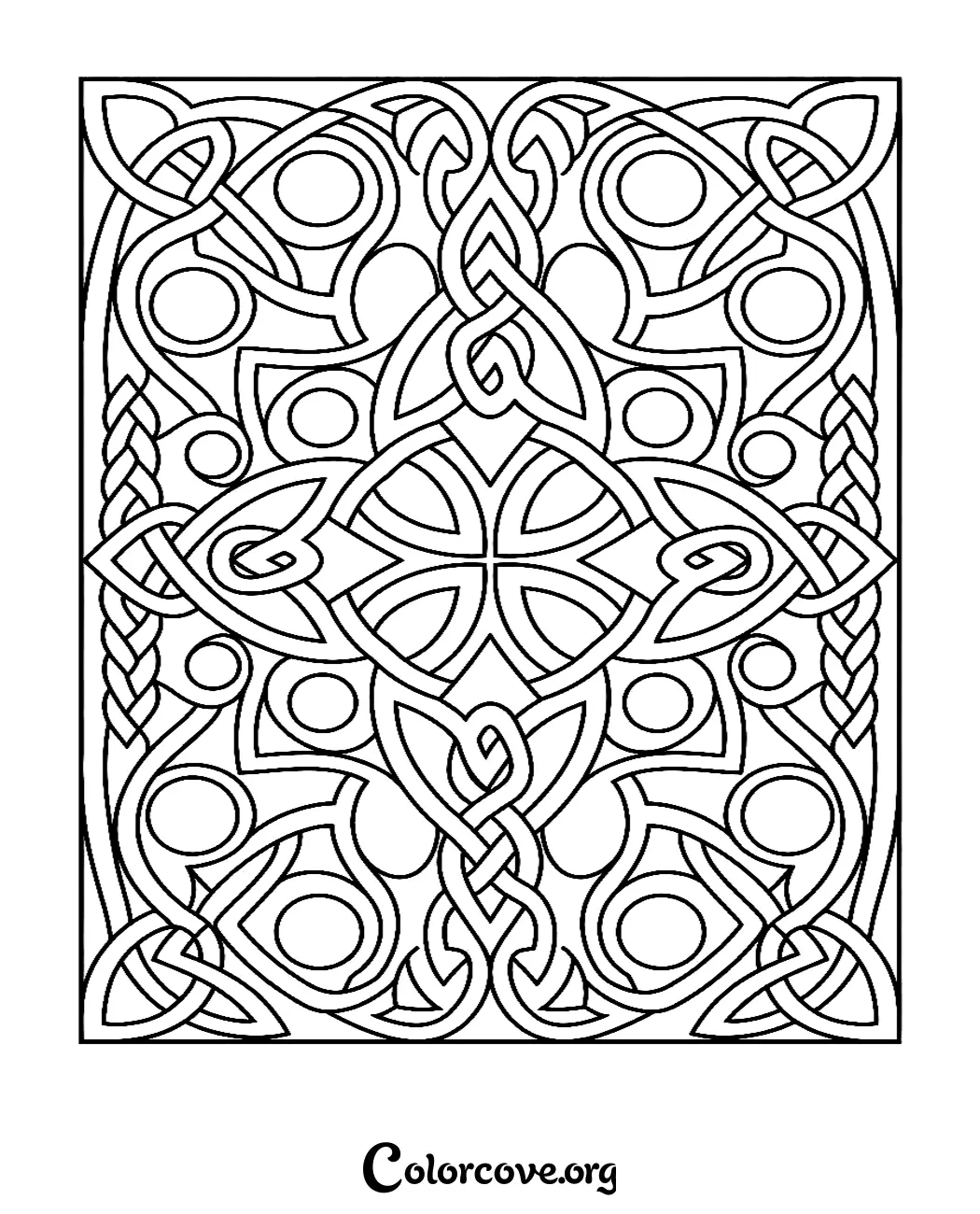 Unwind with this beautiful, intricate Celtic knot pattern coloring page. Download and print this detailed design in seconds for a relaxing and creative coloring experience.