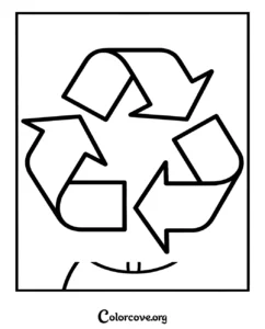 A simple Rocky Paw Patrol recycling symbol coloring page for kids to print and color