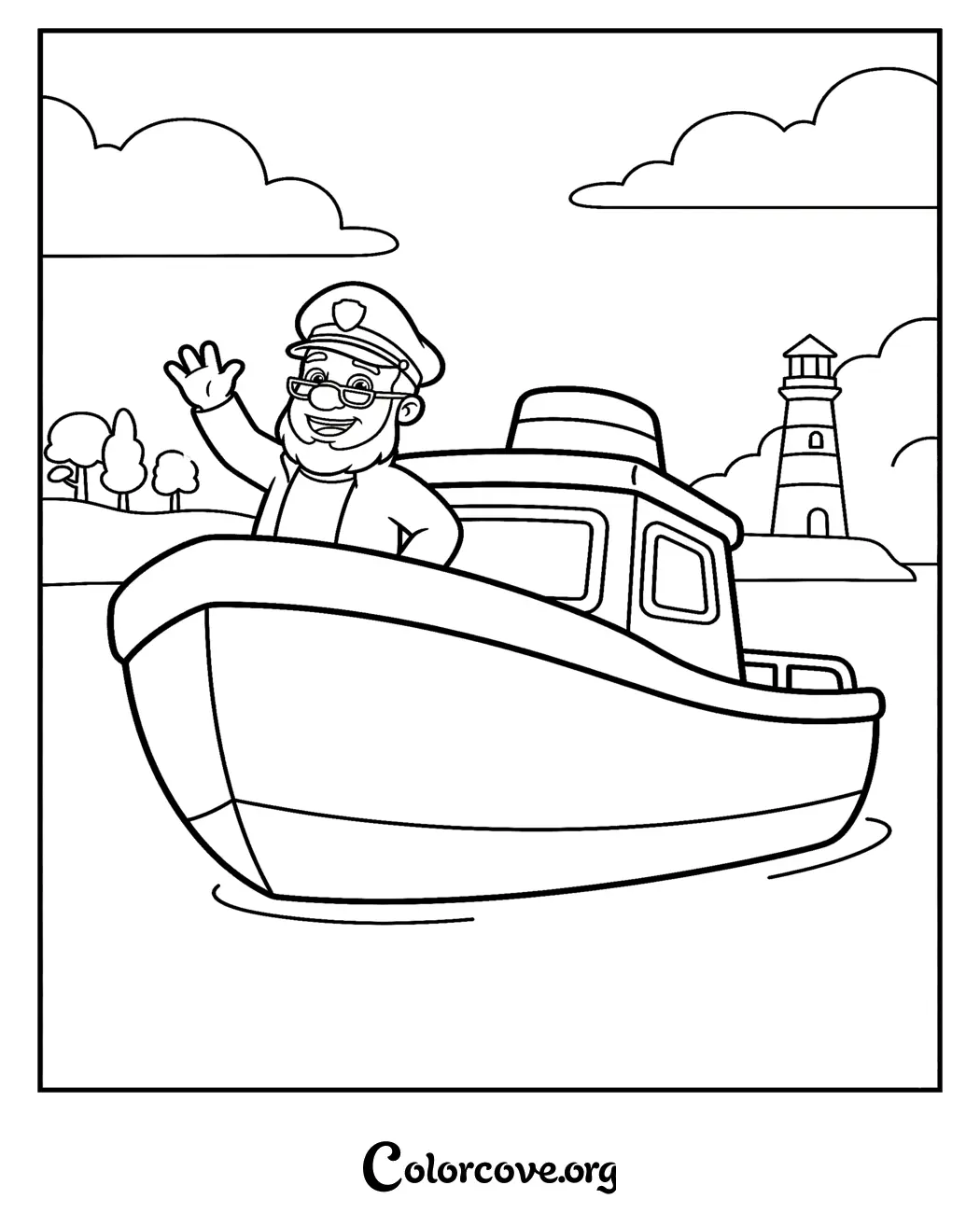 Join the Paw Patrol adventures with this fun coloring page featuring Cap'n Turbot on his boat. Download and print this free activity sheet instantly for your little artist to enjoy.