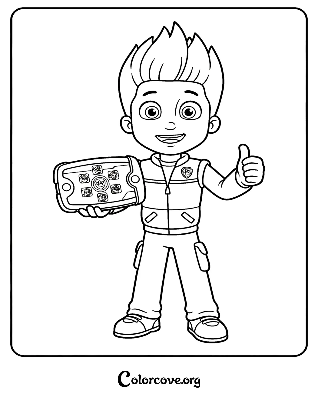 Join the leader of the Paw Patrol with this fun Ryder coloring page. Simply print at home and let your child bring the team's hero to life with their favorite colors.