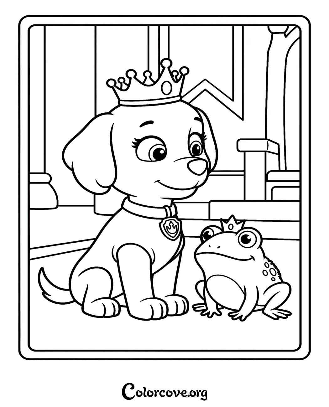 Bring this magical moment to life with a free printable Princess Skye Paw Patrol coloring page. It is perfect for young fans to print instantly and color at home.