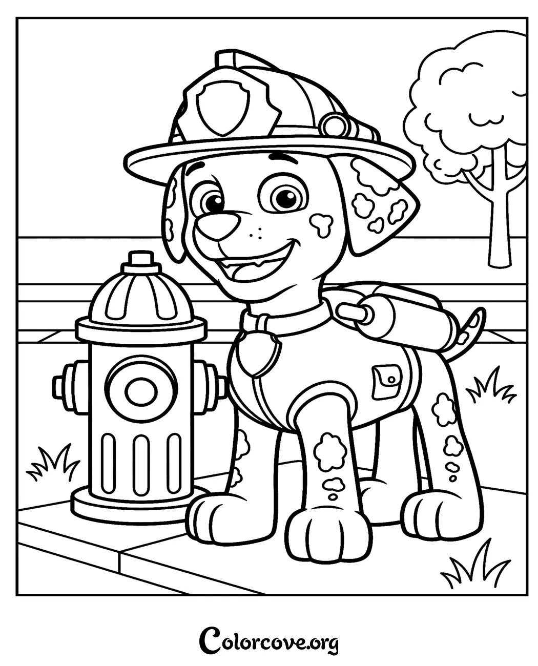 Bring your favorite Paw Patrol character to life with this fun Marshall coloring page. It is free to print and perfect for young fans of the heroic fire pup.