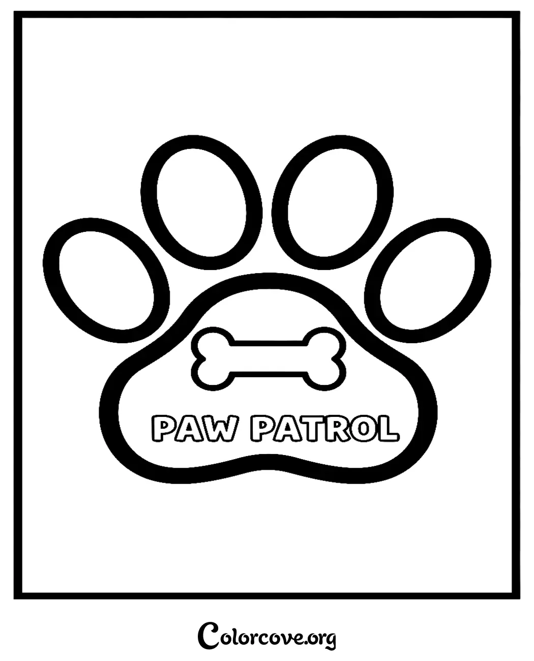 Download and print this fun Paw Patrol paw print coloring page for free. Perfect for young fans of the show, this simple design is great for creative play and easy to print at home.