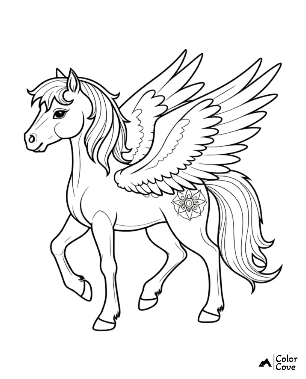 a drawing of a horse with wings