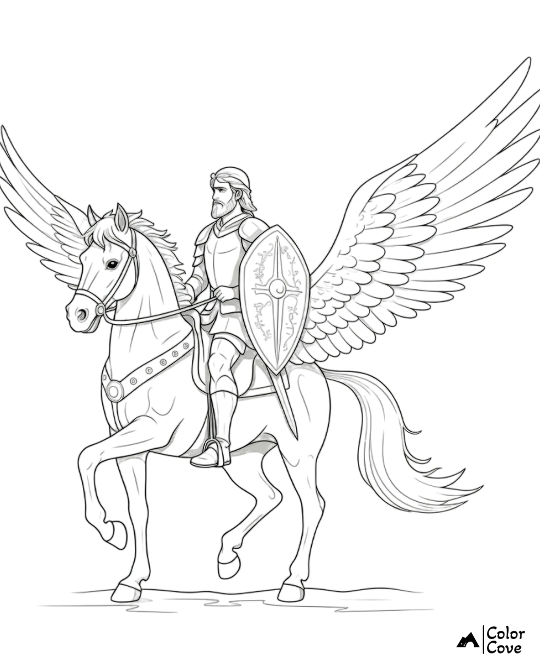 a man riding a horse with wings