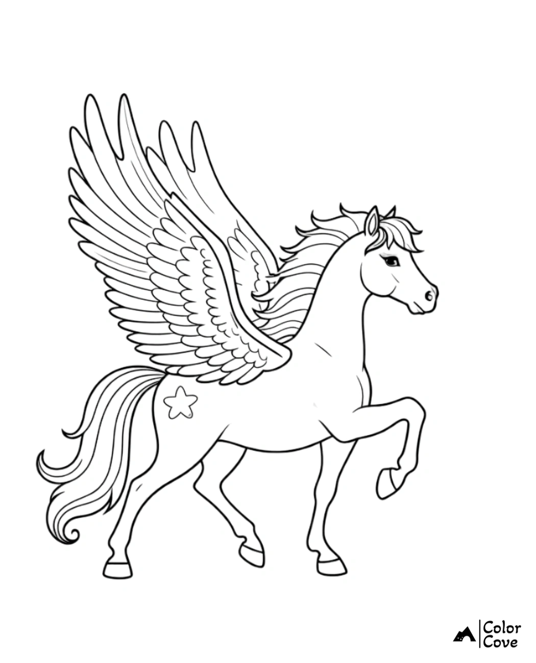 a drawing of a horse with wings