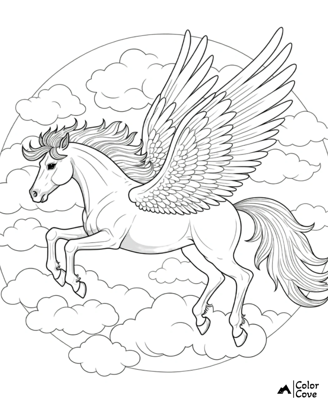 a drawing of a horse with wings