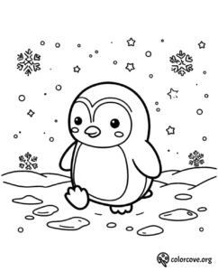 a coloring page of a penguin