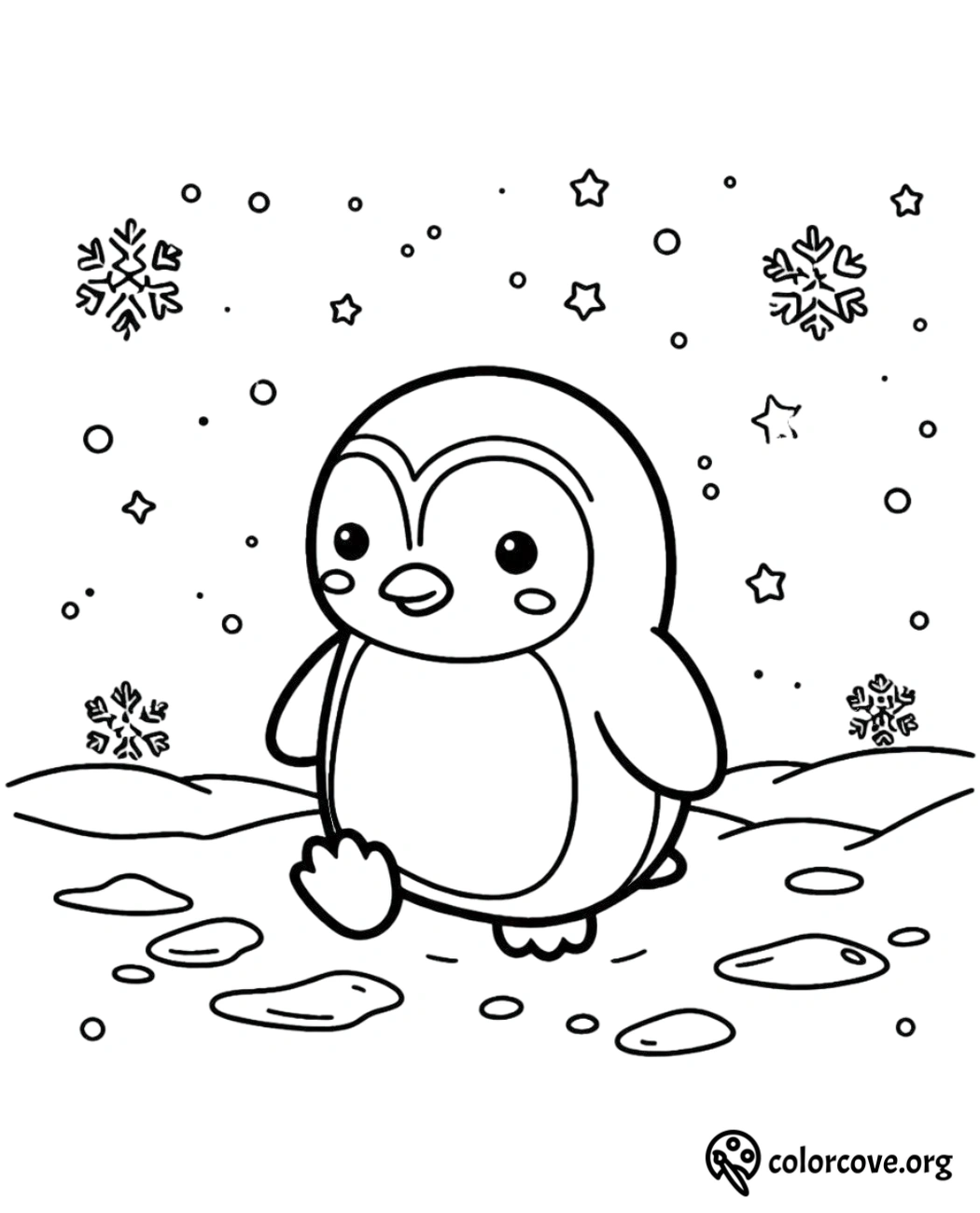 a coloring page of a penguin