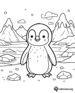a coloring page of a penguin