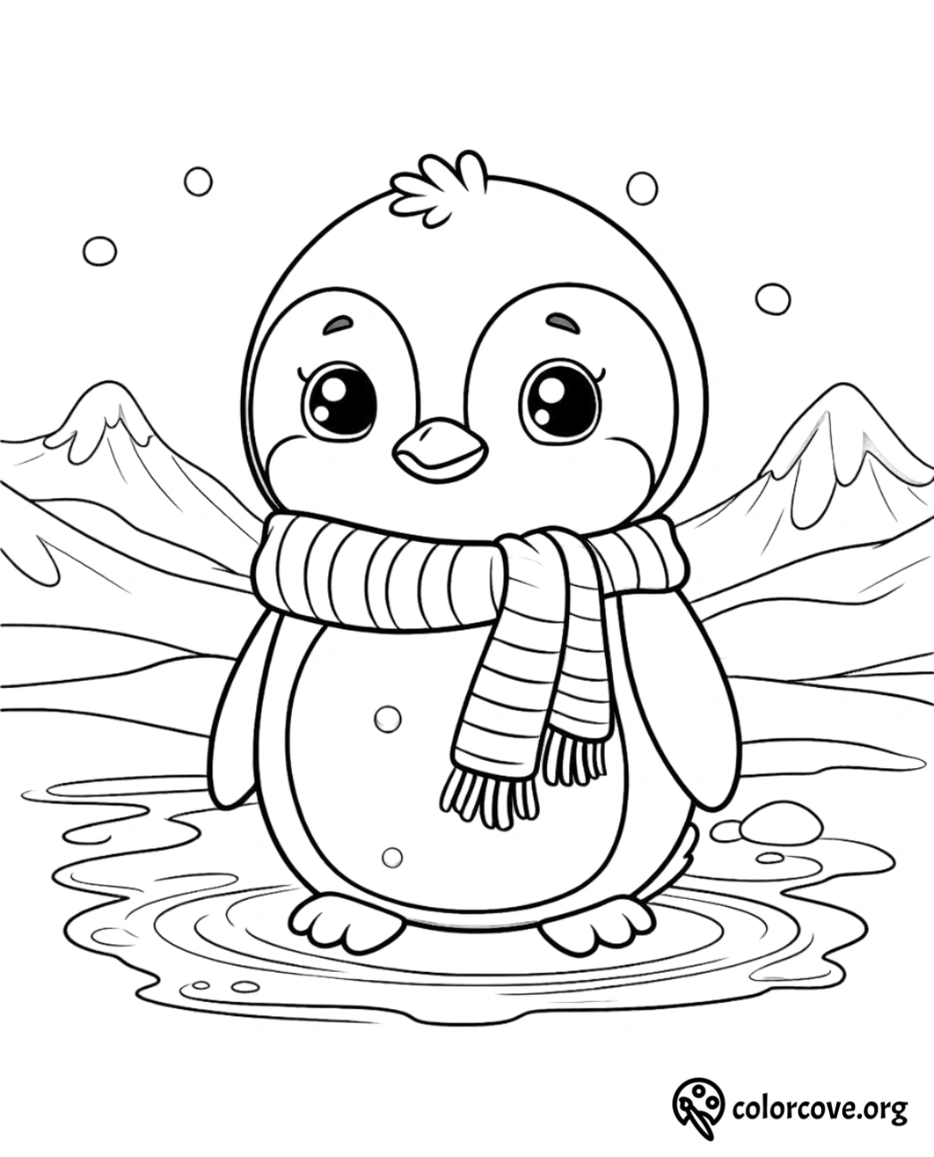 a coloring page of a penguin